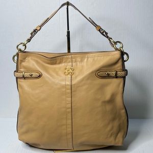 Coach Leather Collette Shoulder Bag Tan with Reptile skin Strap